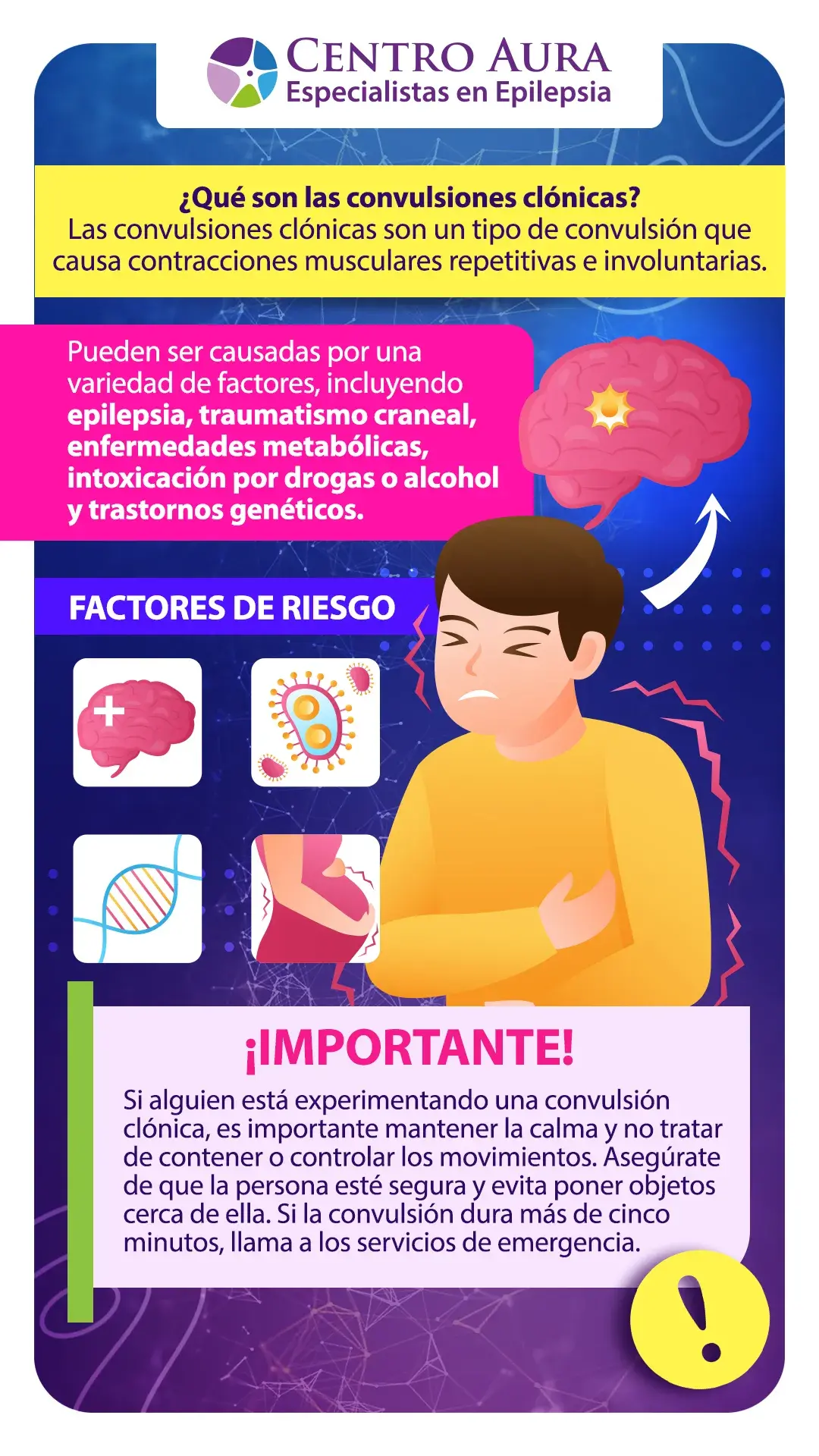 Las convulsiones clónicas son contracciones musculares repetitivas e involuntarias