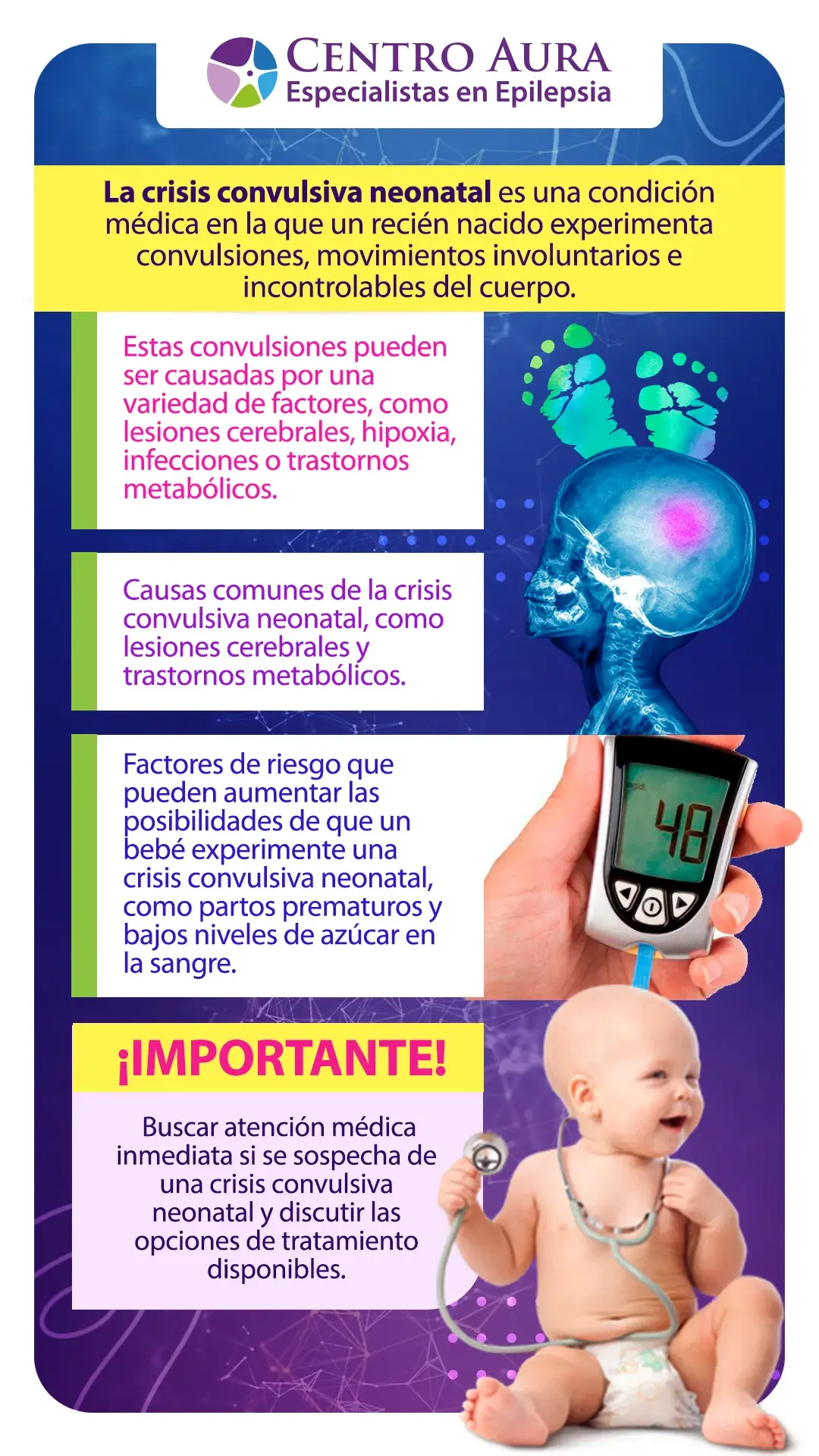La crisis convulsiva neonatal es un episodio de movimientos musculares involuntarios que tiene un recién nacido